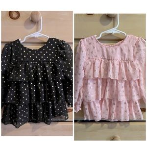 Healthtex Pink/Black/Gold Sheer Ruffle Shirts